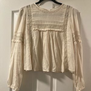 American eagle cream boho blouse